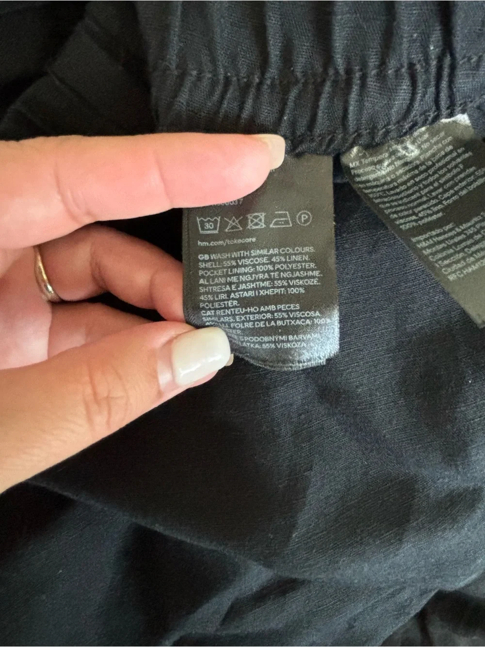 H&M Black Wide Leg Linen Lounge Pants